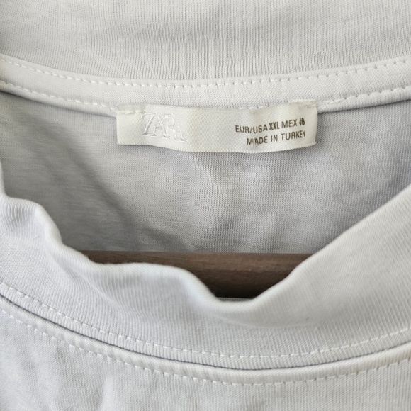 ZARA Basic Relaxed Boxy Fit Light Grey Cotton T-shirt Size X Large - Picture 4 of 5